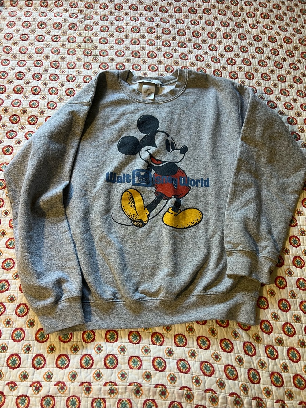 Official Disney Parks Mickey Mouse Gray Crewneck Sweater size small